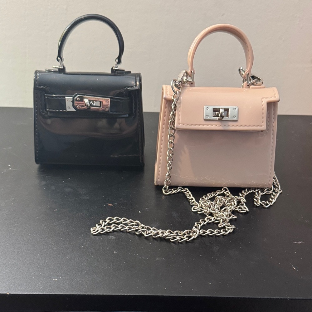 Micro bag charm Top-Handle Crossbody Bag - Black and Blush